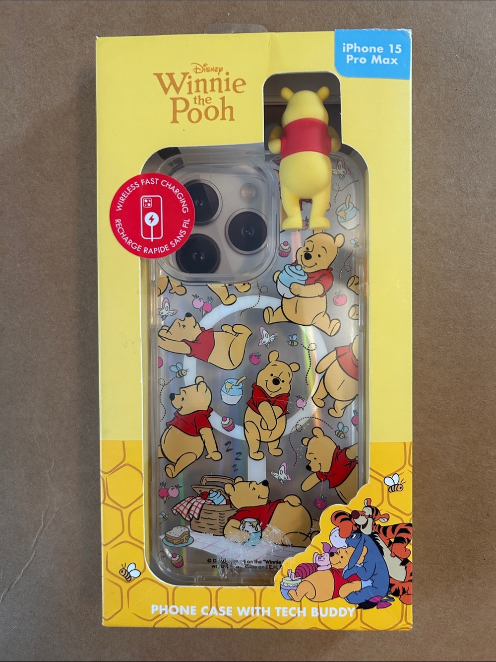Winnie the Pooh Clear Phone Case with Pooh Tech Buddy iPhone 15 Pro Max